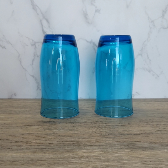 Vintage Turquoise Blue Drinking Glasses MCM - Picture 2 of 2